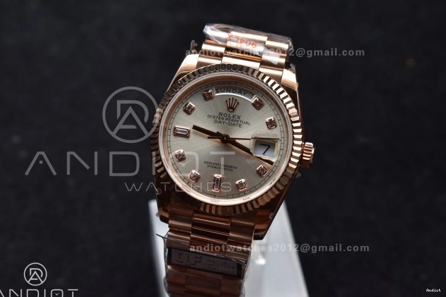Silver RG vr3255 QF Diamond 904L with Weight) Square on (Gain Bracelet 36 Best Edition DayDate Dial V5 President Steel 0510